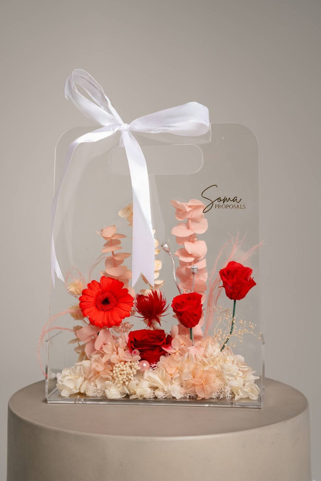 Acrylic Handheld Florals - Red & White