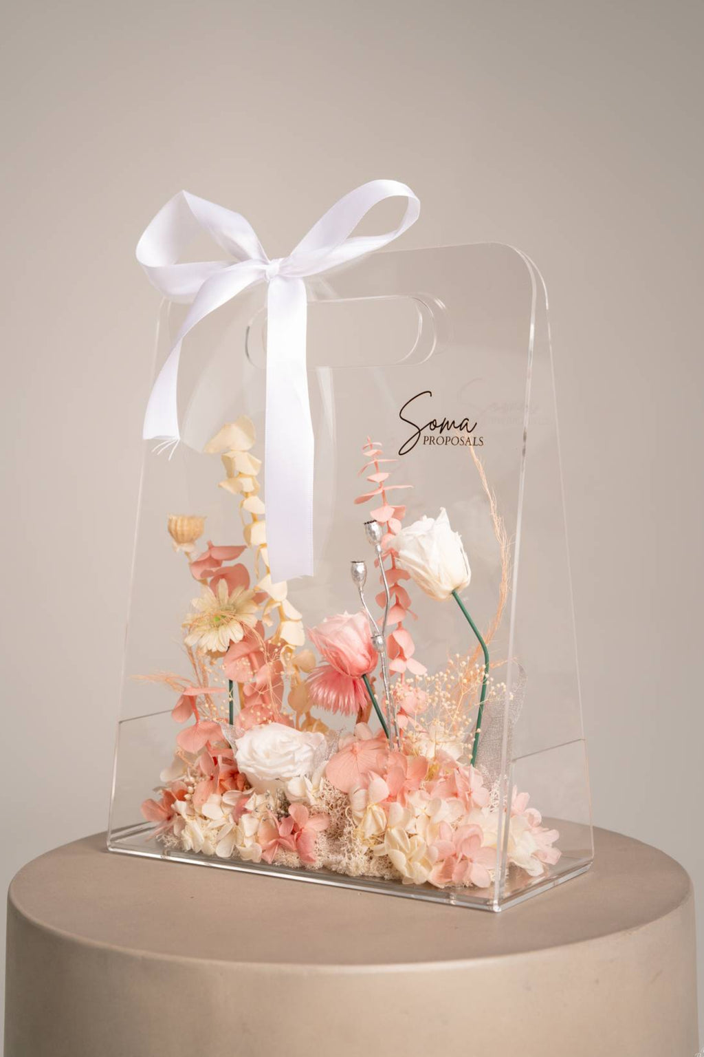 Acrylic Handheld Florals - Pink & White
